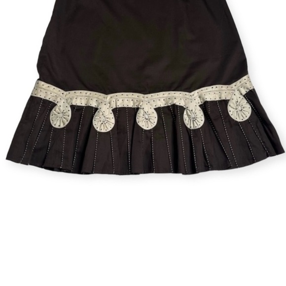 ODILLE, Anthropologie Ruffle Pleated A-Line Full Midi Knee Length Skirt, Size 10 - Picture 5 of 14